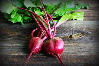 High angle view of vegetables on table