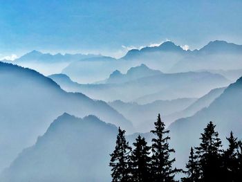 Scenic view of mountains against sky