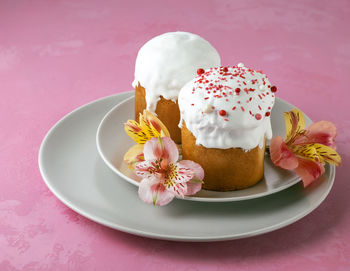 Close-up of ice cream in plate on table