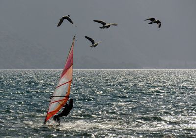 Scenic view of sea against clear sky