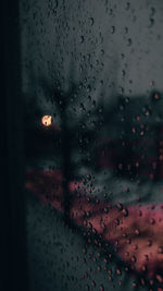 Close-up of raindrops on glass window