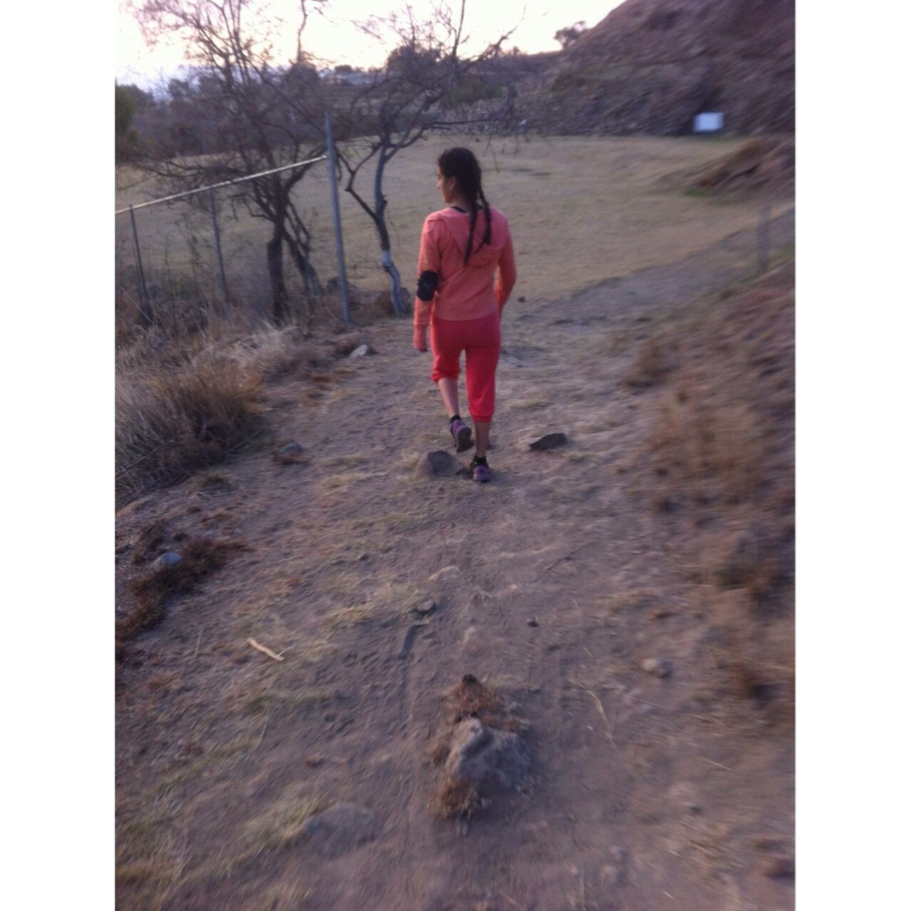 transfer print, full length, lifestyles, auto post production filter, leisure activity, rear view, walking, casual clothing, childhood, elementary age, boys, standing, dirt road, men, girls, landscape, day, tree