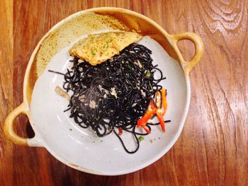 High angle view of food on plate