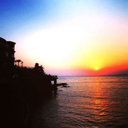 Scenic view of sea at sunset