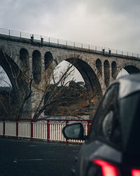 Bridge over river against sky