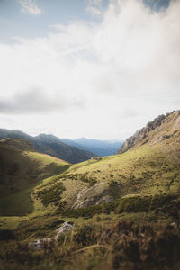 Scenic view of mountains against sky
