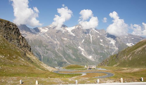 Panoramic view of landscape and mountains against sky