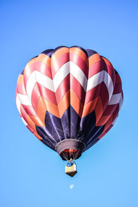 Low angle view of hot air balloon in air