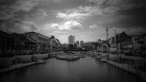 View of buildings against cloudy sky