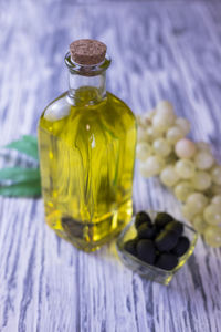 Close-up of bottles on table