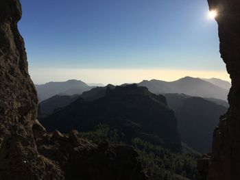 Scenic view of mountains against clear sky