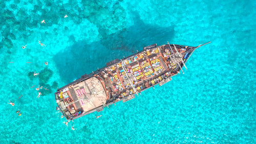 High angle view of swimming underwater