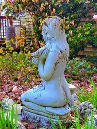 Close-up of angel statue in park