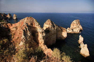 Scenic view of sea against clear sky