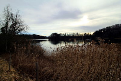 Scenic view of lake against sky