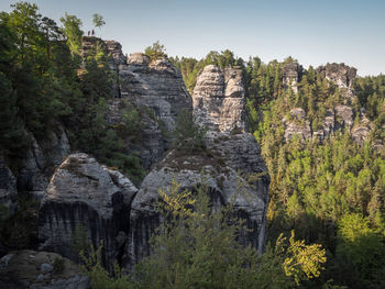 Rock formations on sunny day