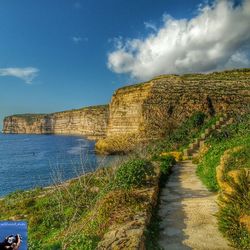 Scenic view of landscape against cloudy sky