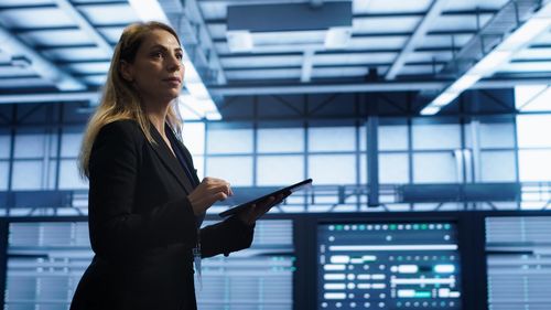 Businesswoman talking on mobile phone