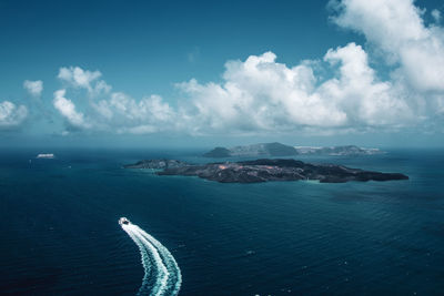 Panoramic view of the cyclades in the aegean sea.