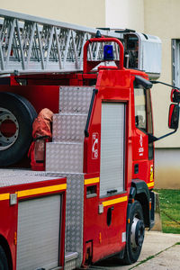 Close-up of red tractor