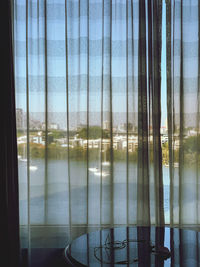 Reflection of trees on glass window