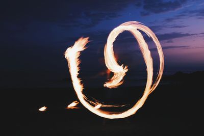 Close-up of light trails at night