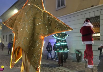 Illuminated christmas lights at night