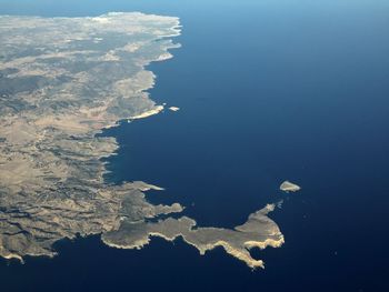 Aerial view of lake against sky