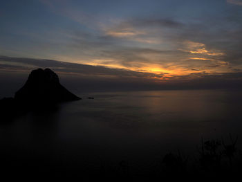 View of calm sea at sunset