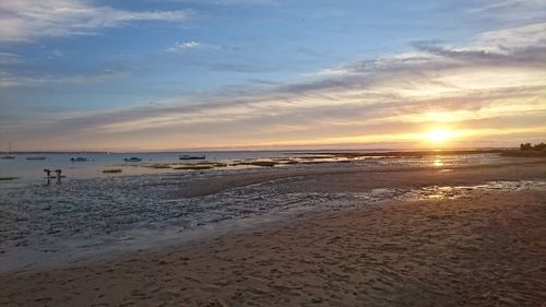 Scenic view of sunset over sea