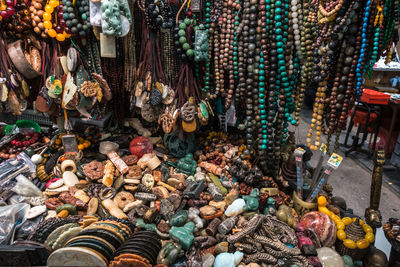 Objects at market stall for sale