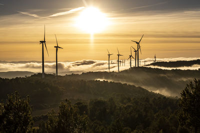 Wind turbines in rural area in spain