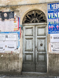 Close-up of text on door