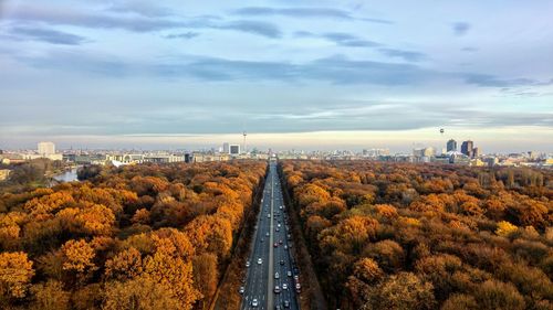 Road in city against sky