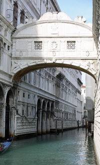 Arch bridge over canal in city