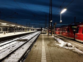 Railroad station platform during winter