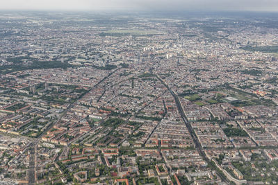 High angle view of buildings in city