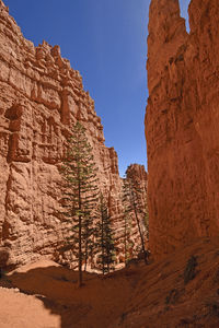 Dramatic shadows in a red rock canyon in bryce canyon national park in utah