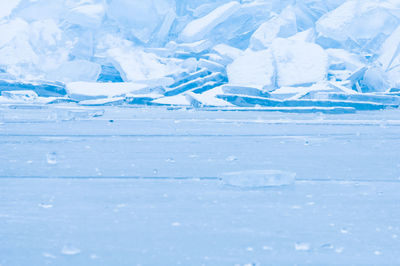 Close-up of frozen water