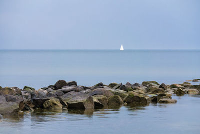 Scenic view of sea against clear sky