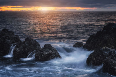 Scenic view of sea against sky during sunset