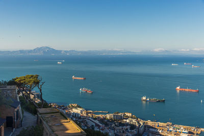 High angle view of sea against sky