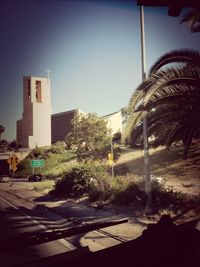Buildings against clear sky
