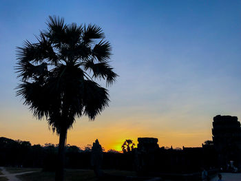 Low angle view of silhouette trees against sky during sunset