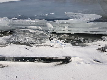 High angle view of frozen sea during winter