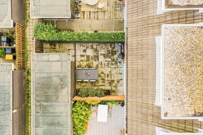 High angle view of buildings in city