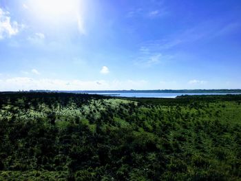 Scenic view of land against sky