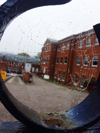 Raindrops on glass window in rainy season