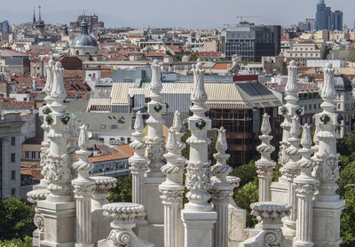 High angle view of buildings in city