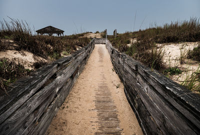 Beach path under clear sky